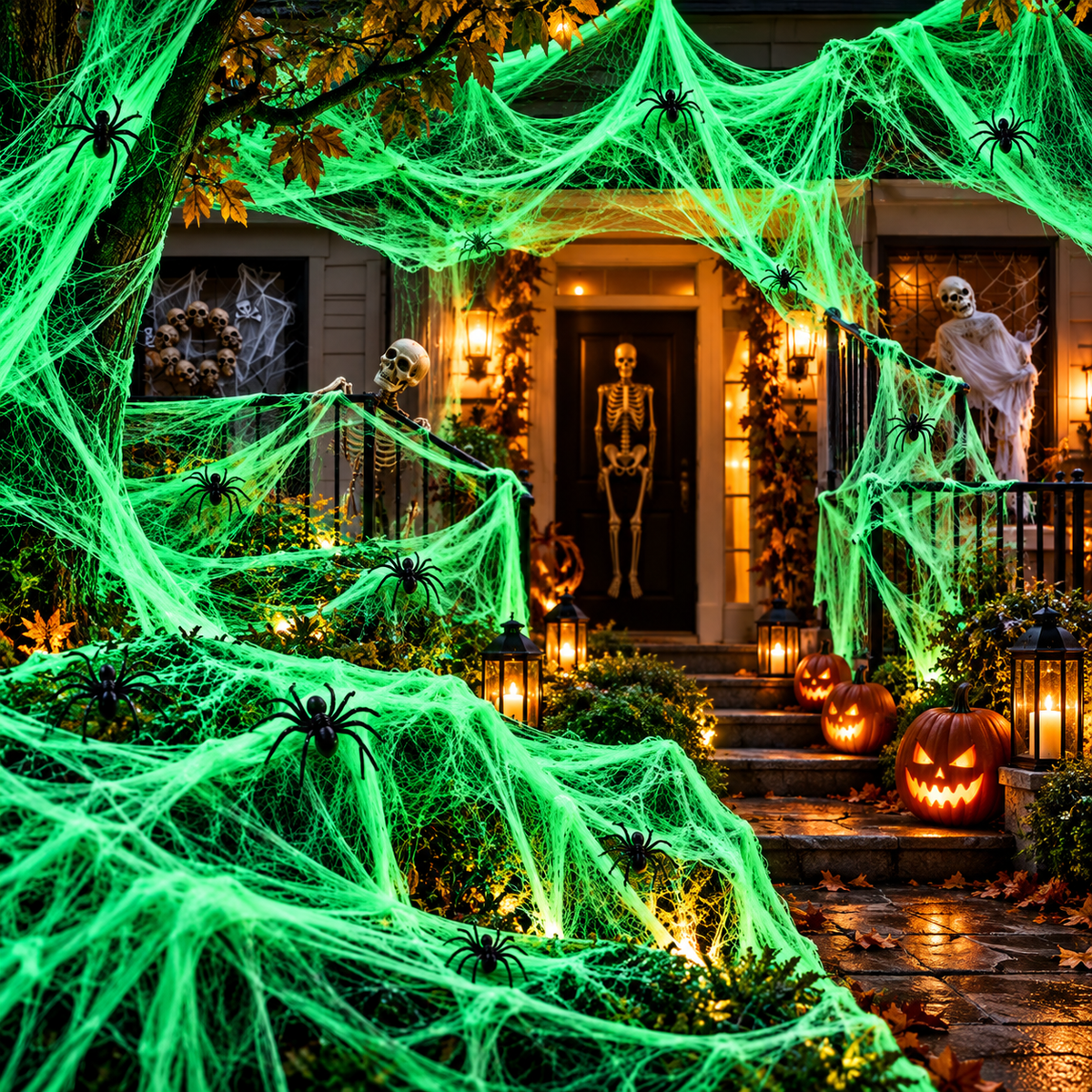 HallowNoir™ Glow-in-the-Dark Spider Web Kit