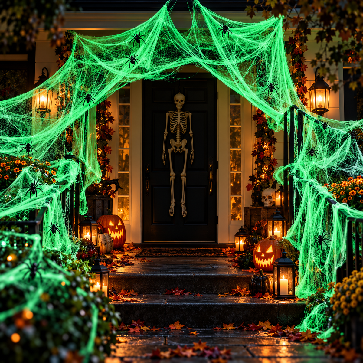 HallowNoir™ Glow-in-the-Dark Spider Web Kit